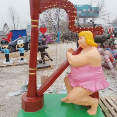 胖女人弹竖琴雕塑 户外景观雕塑