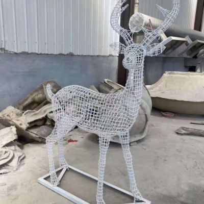 不锈钢编制工艺鹿雕塑 动物小鹿雕塑
